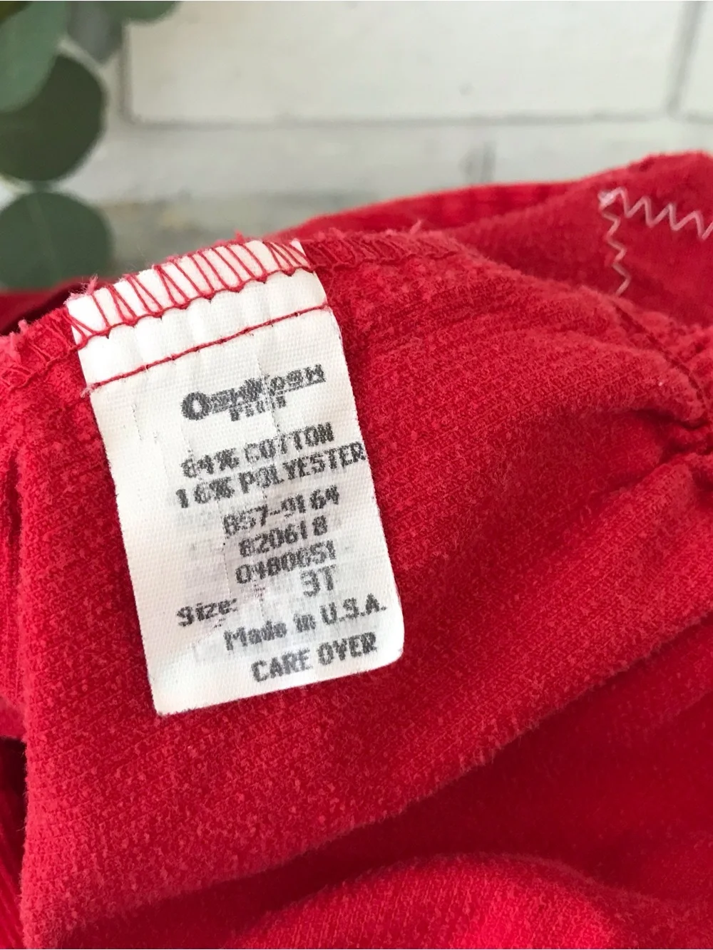 OshKosh B'gosh Red Corduroy Overalls Vestbak Floral Embroidered Vintage